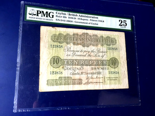 CEYLON Banknote 10 Rupees 1938 Very Fine