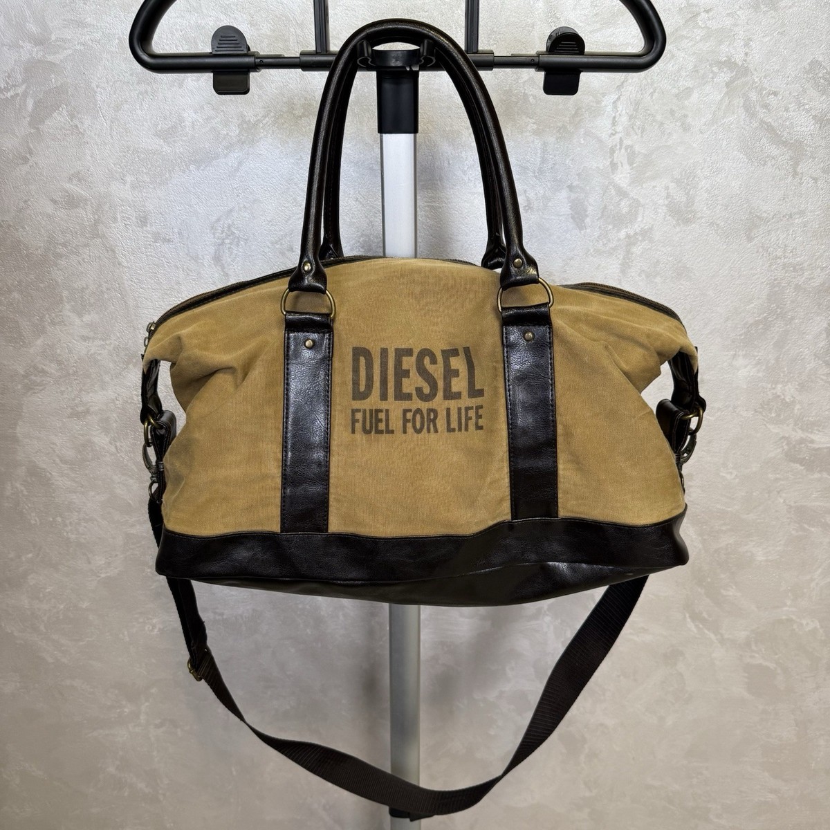 DIESEL バッグ Diesel Duffel Bag Canvas Brown Fuel For Life Holdall Travel Gym