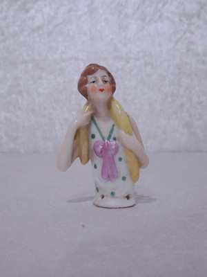 Antike Art Deco Design Porzellan Teepuppe Half Doll - Vintage um 1920 - 7 cm