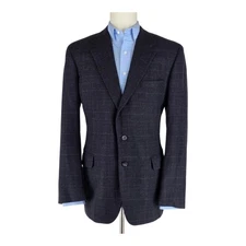Ivy Heritage Quiet Luxury H. Freeman & Son Blazer Men 44R Navy Windowpane...