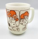 Vintage Snoopy Ice Cream Dreams Milk Glass Anchor Hocking Fire King Mug 1958