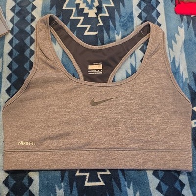 NikeFIT DRY Gray Sports Bra M Racerback Wireless Stretch Pullover