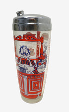 VINTAGE BARTENDER FORTESSA MCM GLASS PRINTED MIXING RECIPES COCKTAIL SHAKER