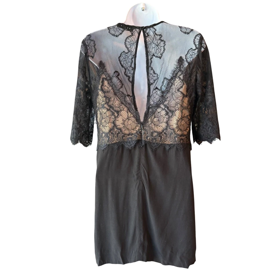 Mini Vestido Sandro Paris Negro Detalle Encaje Fiesta Cóctel Evento Talla Pequeña (1) Foto 3 de 4