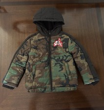 Jordan Brand Youth Puffer Jacket Camo Green Hooded Quilted Nike Air Size 4-5 YRS