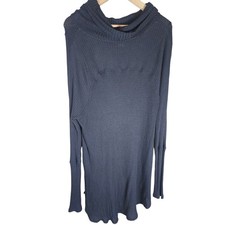 FREE PEOPLE WE THE FREE Black Stretchy Long Sleeve Sweater Hi-Lo Hem SZ M