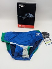 Speedo Mens Size 30 Glimmer Brief Competitive Endurance SwimSuit Blue Multi