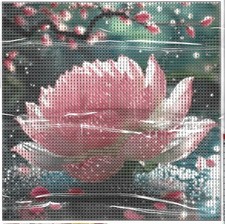 5D Diamond Painting Pink Lotus Vollrundbohrer 25cm x 25cm