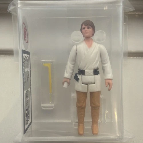 Vintage Star Wars Figure Luke Skywalker Chocolate Dark Brown Hair UKG 75% No AFA