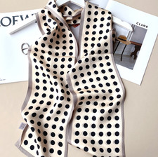 100 Mulberry Silk Scarf Shawl Neckerchief polka dot Print 150X16cm Bandanna wrap