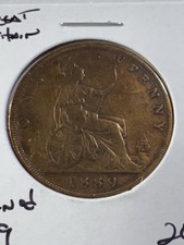 1889 Great Britain 1 Large Penny Cleaned