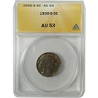 1930 S Indian Head Buffalo Nickel AU 53 ANACS 5c Coin SKU:CP1653