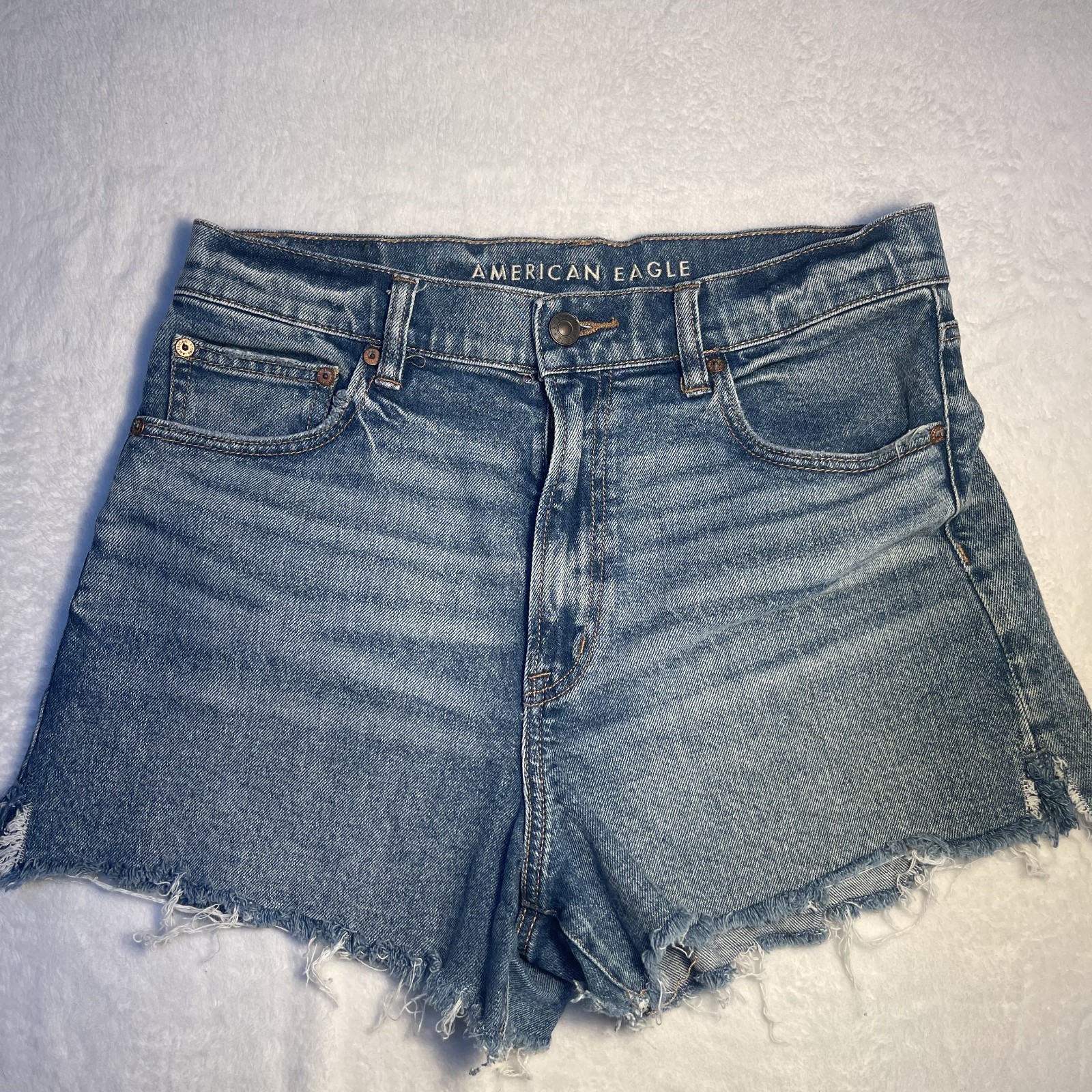 American Eagle Womens Highest Rise 90s Boyfriend Shorts 8 Blue Denim
