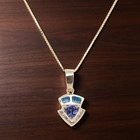 ESTATE SOLID 14K YELLOW GOLD DIAMOND OPAL PURPLE STONE PENDANT 16" NECKLACE 7896 — photo 1