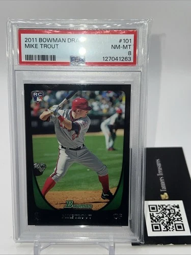 2011 Bowman Draft Picks & Prospects Mike Trout RC PSA 8 Los Angeles Angels #101