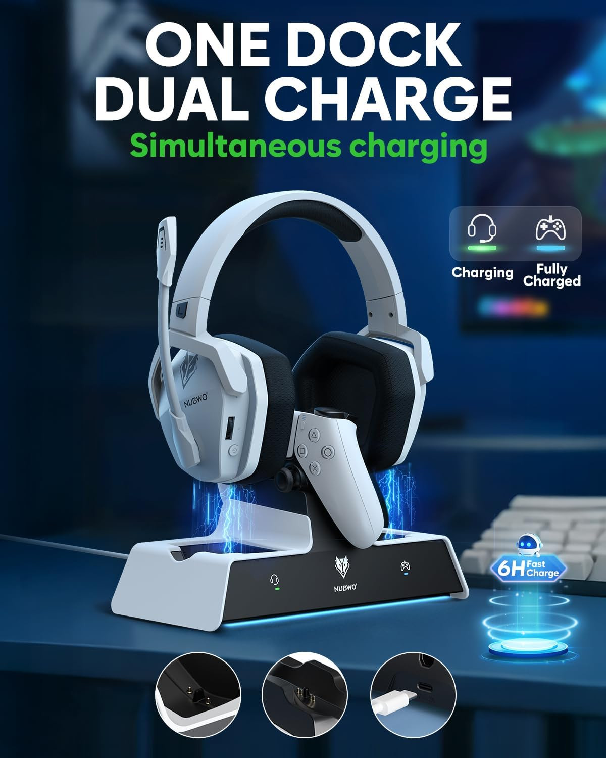 Offerta Cuffie Wireless G06 Pro + Base Ricarica Controller PS5 - 2