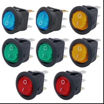  12V/DC Kippschalter-Wippenschalter mit LEDs, Ø 20mm, 20A/12V, EIN/AUS, 4 Farben