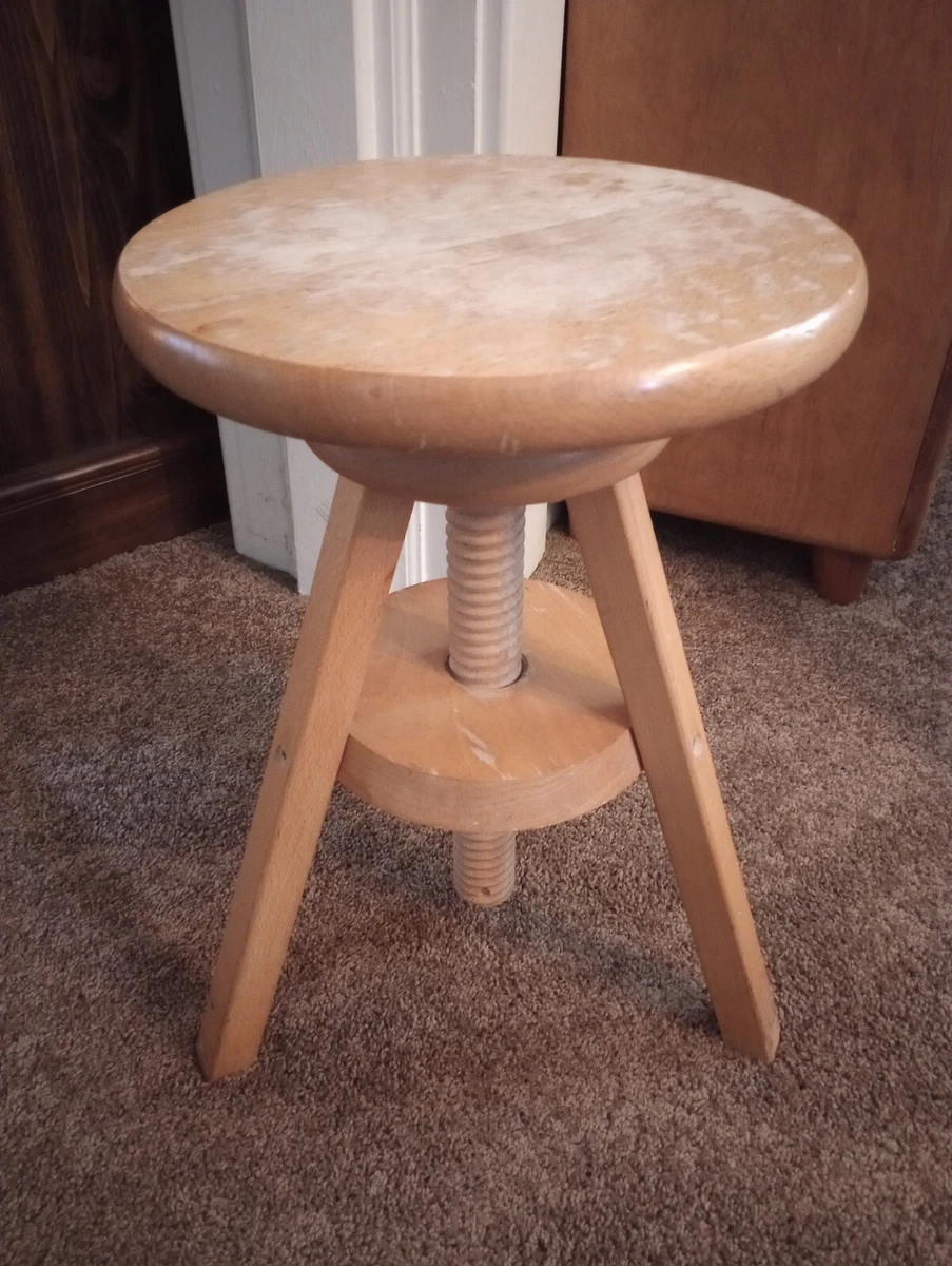 Industrial Adjustable Wood Screw Tripod Stool Height 18 24 Inches