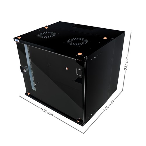 4HE 19" Wandgehäuse Netzwerkschrank Serverschrank Schrank 4U schwarz Tiefe 600mm - Bild 2 von 9