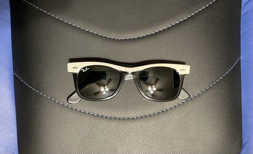 NICE Men's Ray Ban Wayfarer II Sunglasses RB2143 956 White Black 2143 Rayban  USA | eBay