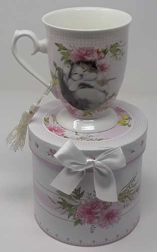 Delton Products 4,6" Porzellan Becher/Geschenkbox, Pfingstrose Katze * SKU16-1 - Bild 2 von 5