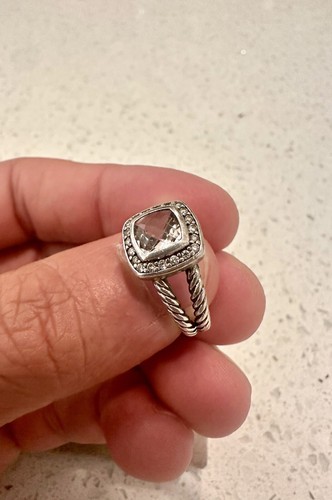 David Yurman Beautiful "Petite Albion Ring" in Morganite with Diamonds - Picture 7 of 9