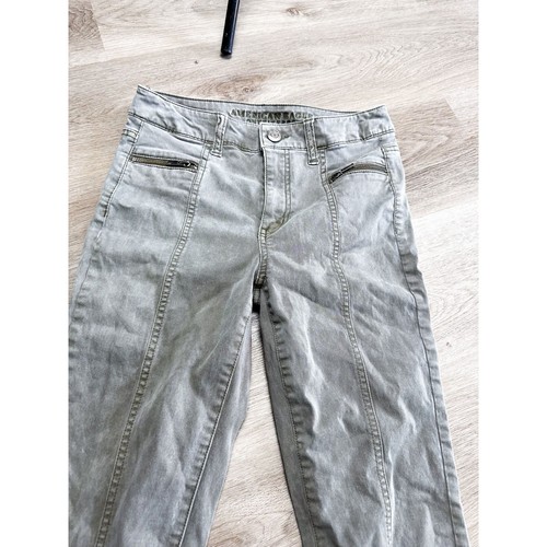 American Eagle Green Khaki High Rise Cargo Skinny Jegging Jeans 4 - Picture 3 of 11