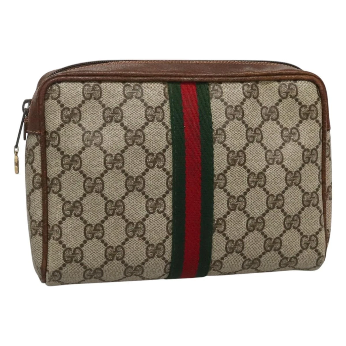 Sac pochette GUCCI GG Supreme Web Sherry Line PVC beige or 89 01 033 authentique mr1168