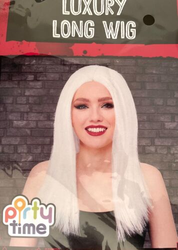 White Long straight Wig Fancy Dress Up Witch Cosplay Sci-Fi Fantasy Festival