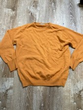 Marks  Spencer Sweater Men M 100 Lambswool Orange Crew Long Sleeve EUC