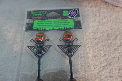 Lemax Spooky Town Halloween Village Lighted Jack-O-Lantern Lamp Posts locdaltop