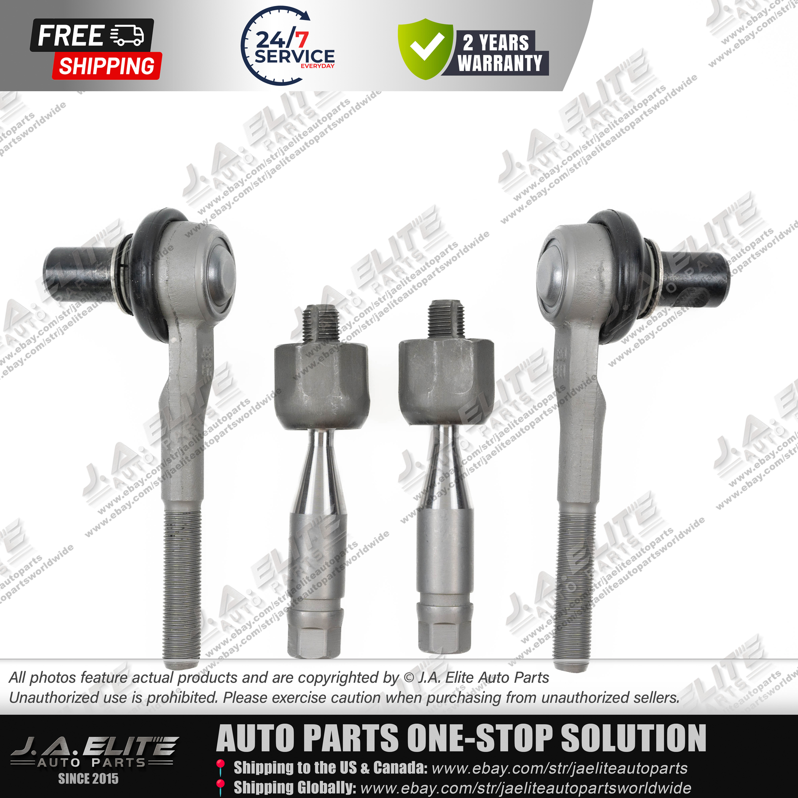 4pcs Front Inner & Outer Tie Rod Ends for Bentley Continental Flying Spur