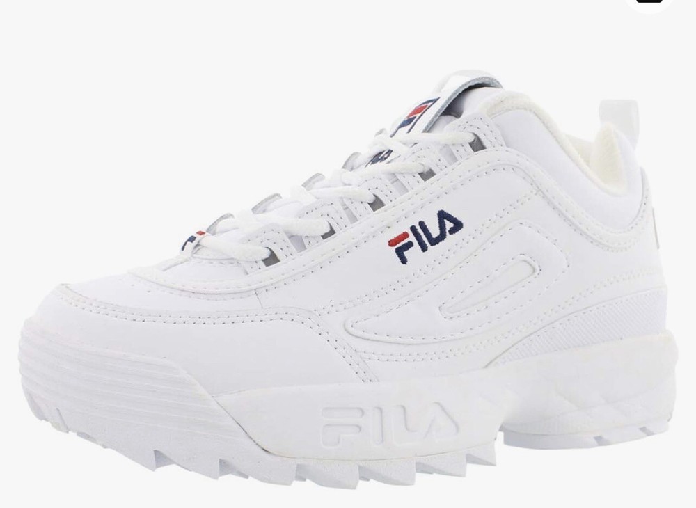 FILA Womens Disruptor II Premium Sneakers White Navy Red 1BM00636-125