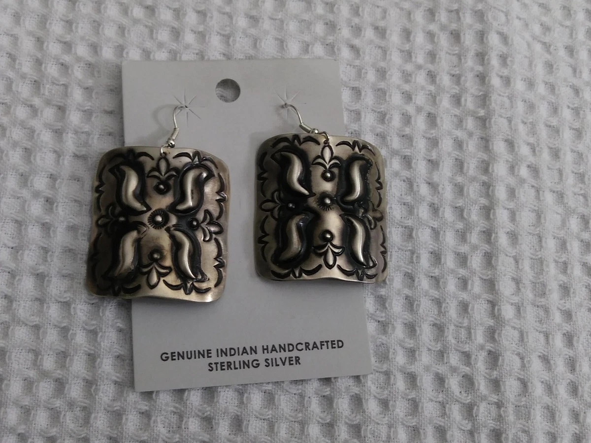 Genuine Indian Handcrafted Sterling Silver Earrings eBay