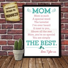 Image of PERSONALISED Best Mom Gifts for Mom Framed Print Poster Keepsake