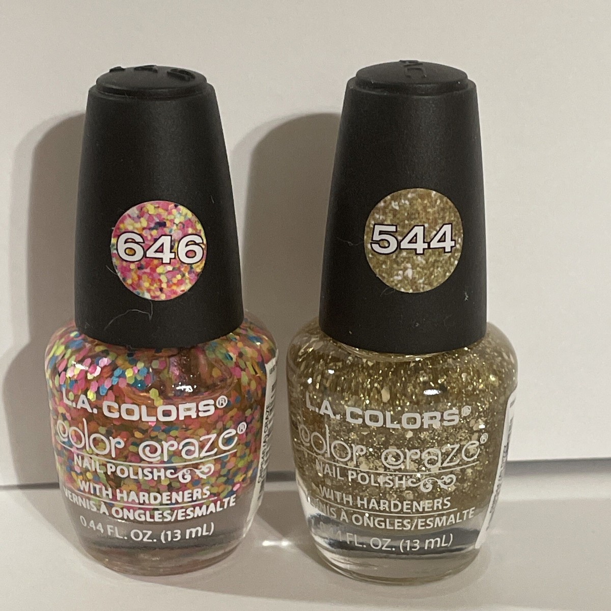 L.A. Colors Nail Polish Gold BUBBLES (544) & CRAZE* Confetti L.A. Colors Nail Polish Gold BUBBLES (544) & CRAZE* Confetti