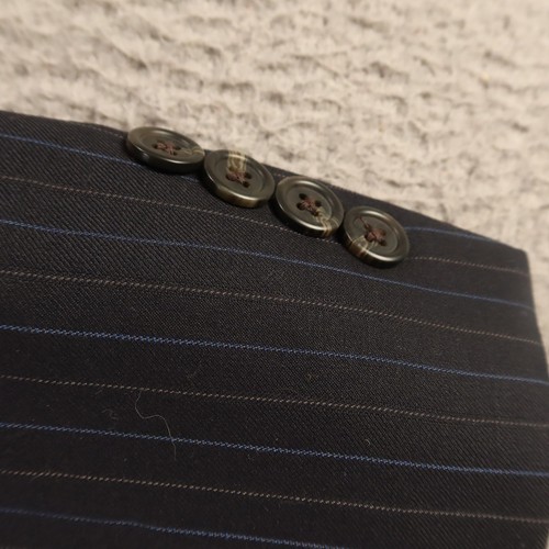 VTG Ralph Lauren Suit M Blue Multicolor Pinstripe 100% Wool Gusset 40R 32x30 - Picture 6 of 24