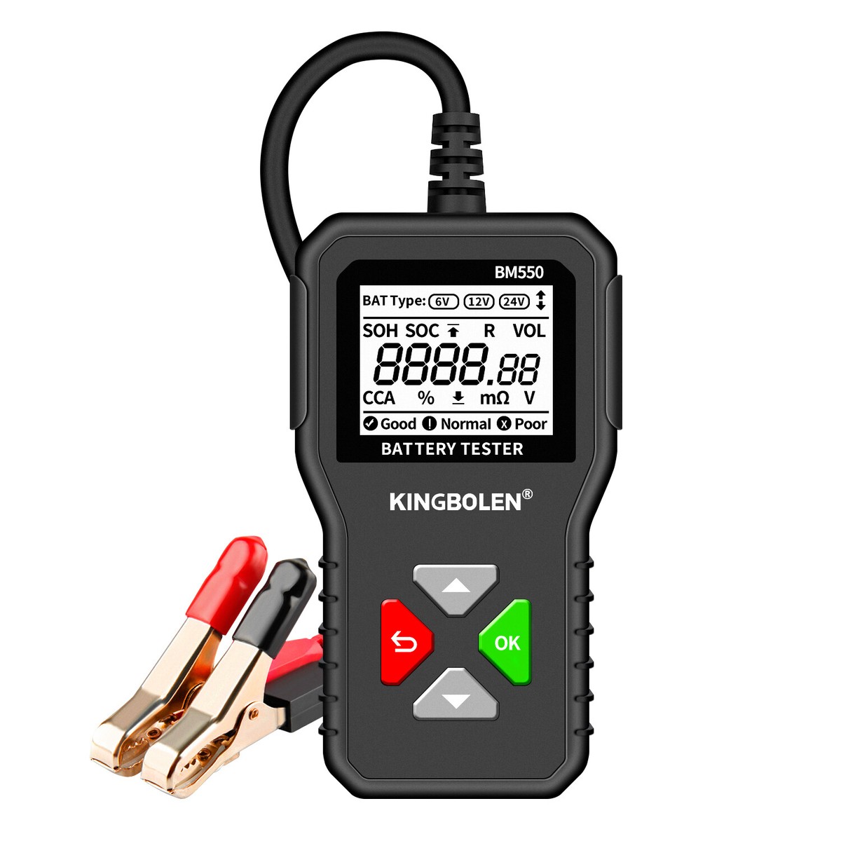 Testeur De Batterie Auto Numérique 12V/24V - Analyseur Diagnostic Voiture, Moto, Camion - Détection Problèmes Relais - Compact Avec Clips Et Câble 42 Cm - 2
