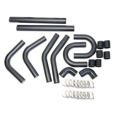 Universal Intercooler Pipping Kit Aluminum 2.5 Black Coupler Black Piping