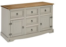 Corona Solid Pine furniture Grey Wax TV Sideboard Bookcase Coffee Table Nest