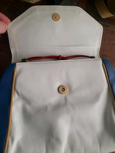 Cartera de Cuero Susan Gail Rojo Azul Blanco Verde Dorado HERMOSA Hecha en España - Imagen 3 de 6