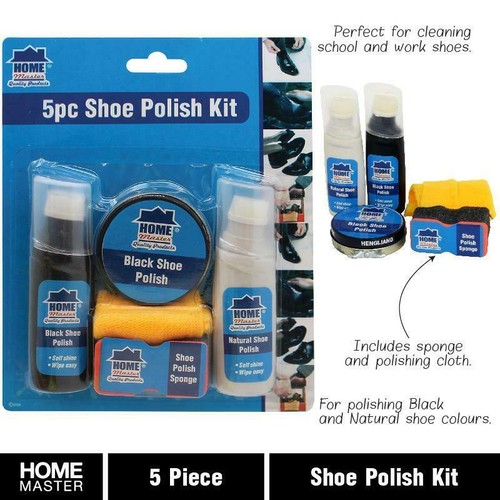 5 PC Shoe Polish Kit Leather Care Work School Shoes - Picture 3 of 3
