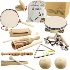 Wooden Music Set  Kids Musical Instruments Toys, Natural Wood Percussion Instrume