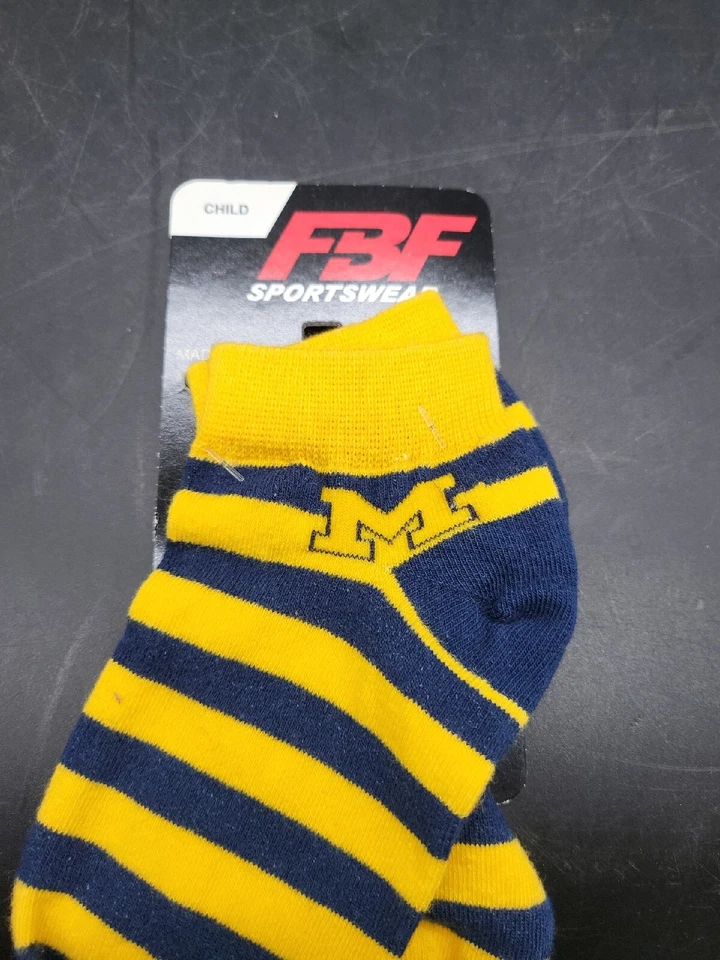 1 Par Calcetines Michigan Wolverines Talla Niño 8-13 Nuevos  Foto 2 de 3