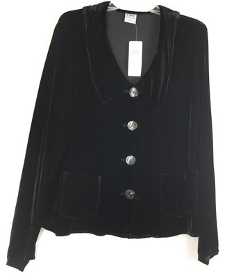 L Color Me Cotton CMC Rayon Velvet Flapper Styl Collar Button Jacket Lagenlook