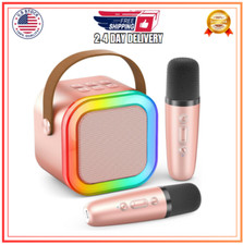 Portable Karaoke Machine with Bluetooth   2 Mics  Lights, Kids  Adults
