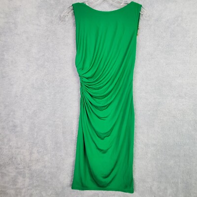David Meister Womens Bodycon Dress Sz 2 Green All Rayon Chain Link Cowl Back Zip