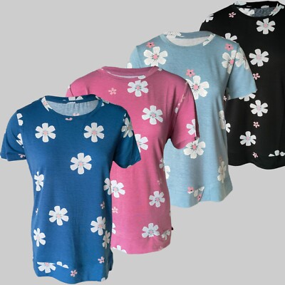 Gänseblümchen Blumen T-Shirt Damen Freizeit Bluse Rundhals Tee lose Tunika Damen Top