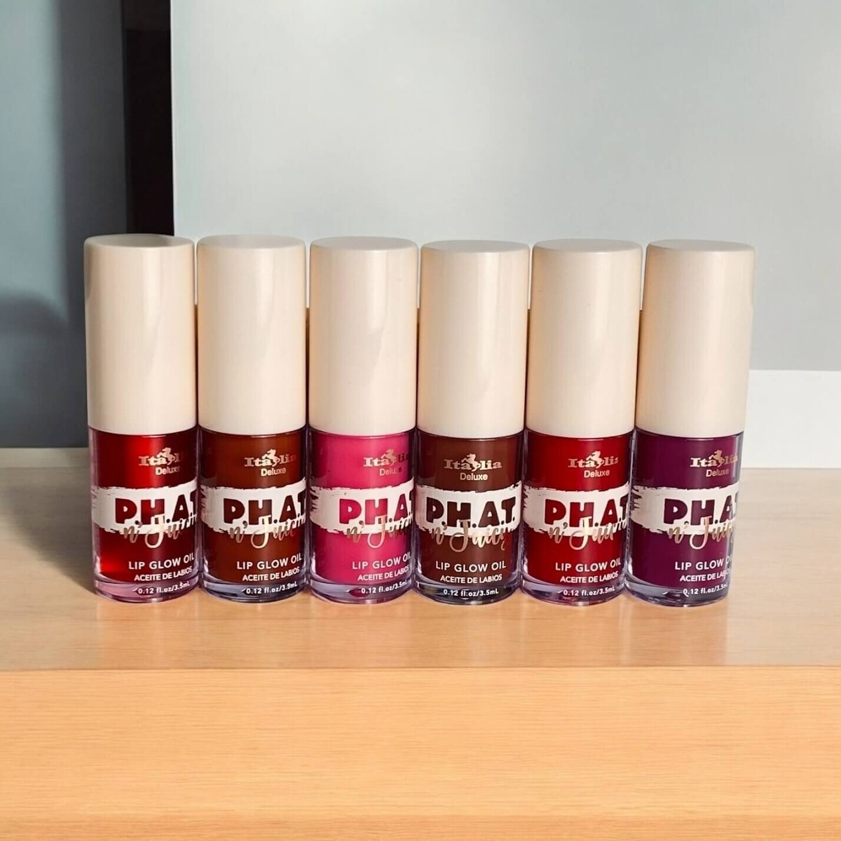 Italia Deluxe P.H.A.T. n' Juicy Lip Glow Oil - Brillo de labios hidratante para Shine & N