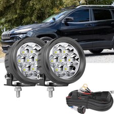 2pcs 3.5 Round Led Driving Lights Front Bumper Driving Fog Lamp 4wd Wiring Kit